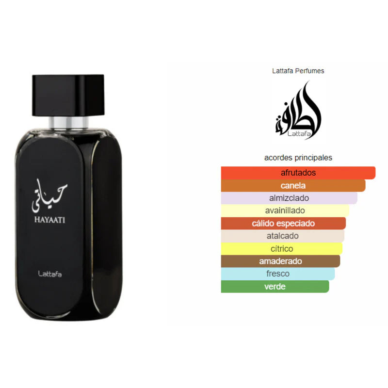 SET LATTAFA HAYAATI 100ML + SPRAY EDP HOMBRE