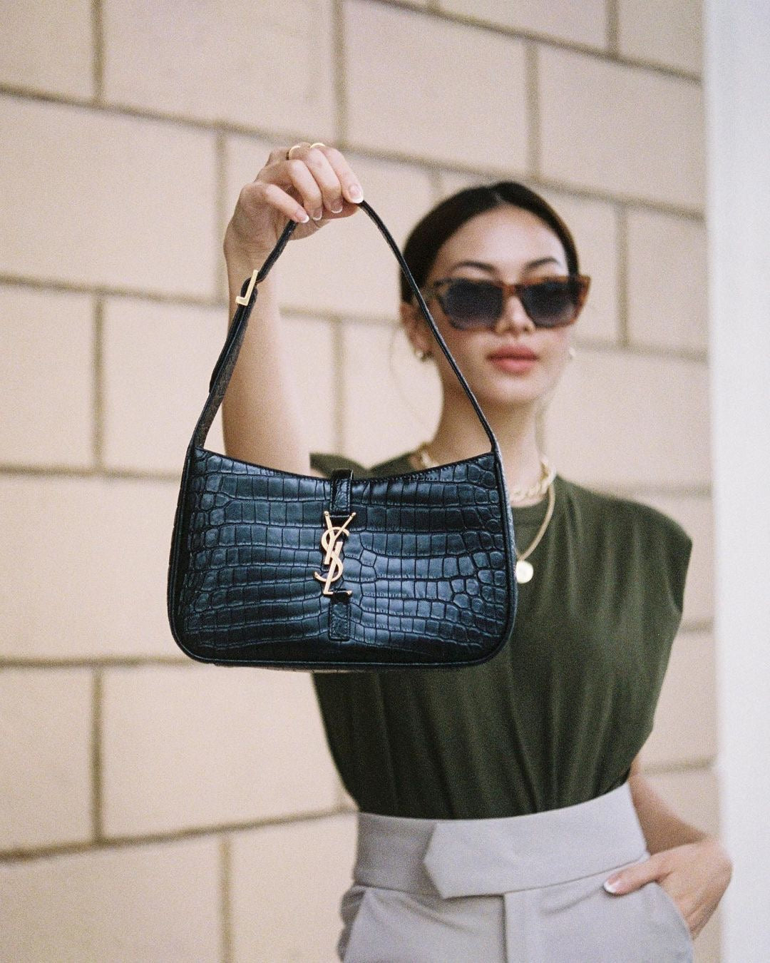 Cartera estilo YSL Cocodrilo