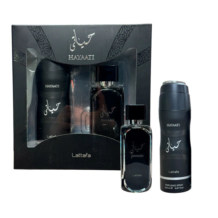 SET LATTAFA HAYAATI 100ML + SPRAY EDP HOMBRE