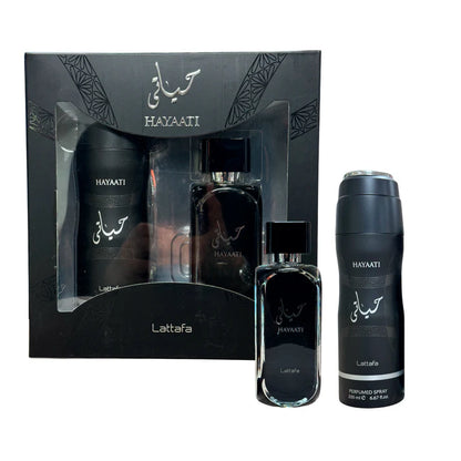 SET LATTAFA HAYAATI 100ML + SPRAY EDP HOMBRE